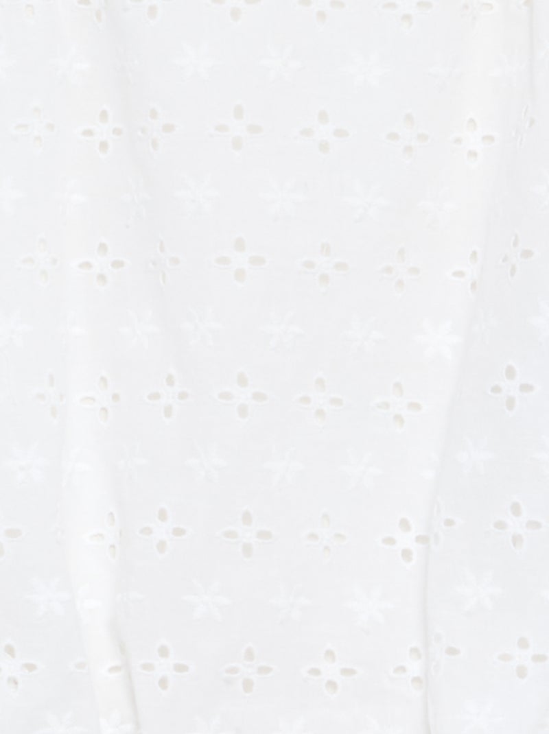 Vestido de corte globo con bordados ingleses Blanco - Kiabi
