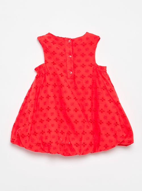 Vestido de corte globo con bordados ingleses - Kiabi
