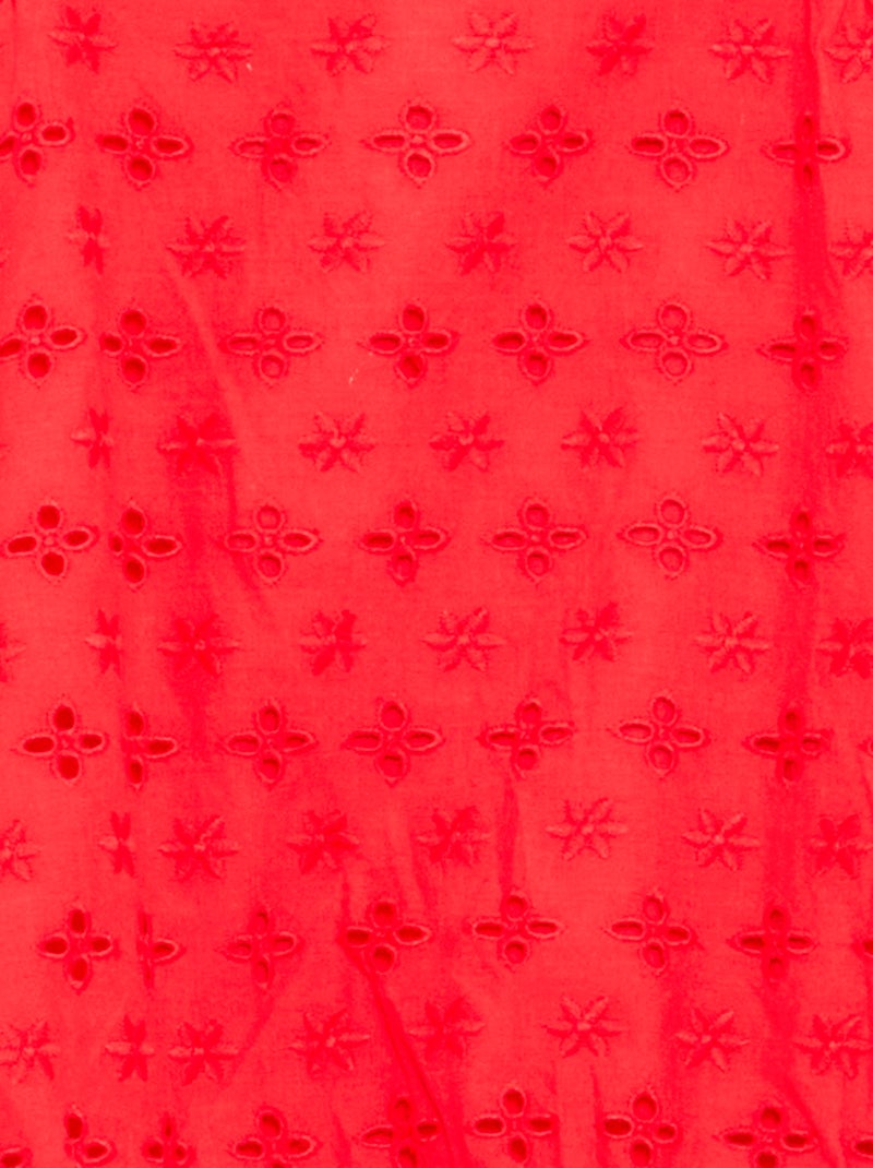 Vestido de corte globo con bordados ingleses Rojo - Kiabi