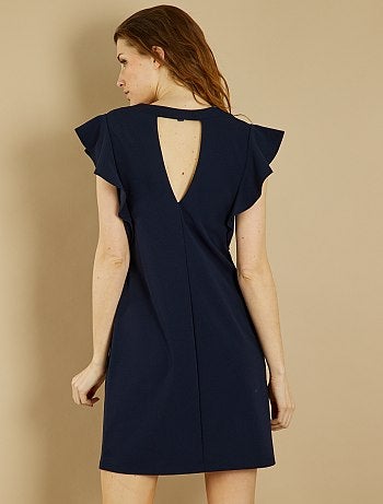 Vestido De Fiesta De Crepé Satén En Azul - Alex Perry