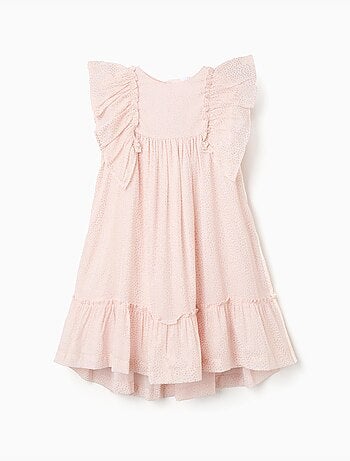 Vestido de crepé con volantes y lurex