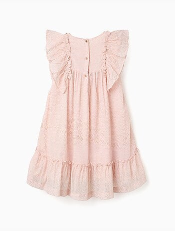 Vestido de crepé con volantes y lurex