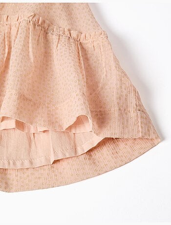 Vestido de crepé con volantes y lurex