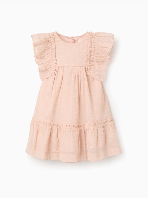 Vestido de crepé con volantes y lurex - Kiabi