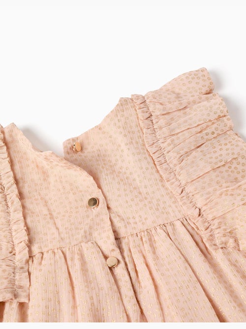 Vestido de crepé con volantes y lurex - Kiabi
