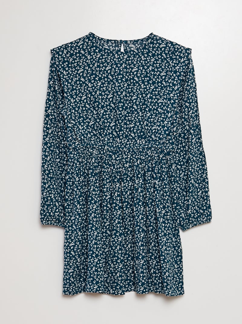 Vestido de crepé de manga larga VERDE - Kiabi