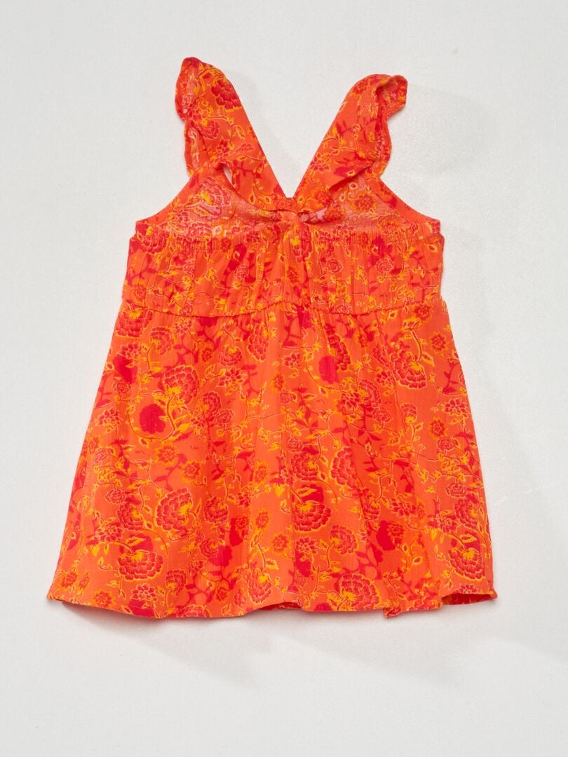 Vestido de crepé de tirantes finos NARANJA - Kiabi