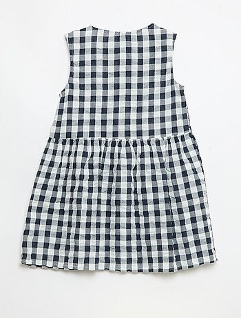 Vestido de cuadros vichy de manga corta con lazo + coletero