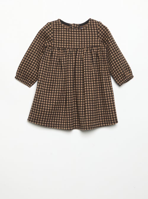 Vestido de cuadros y manga larga - Kiabi