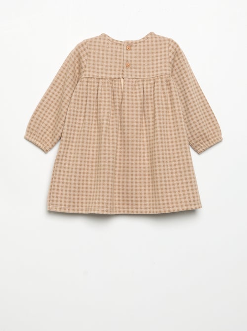 Vestido de cuadros y manga larga - Kiabi
