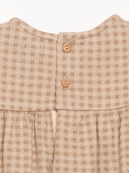 Vestido de cuadros y manga larga - Kiabi