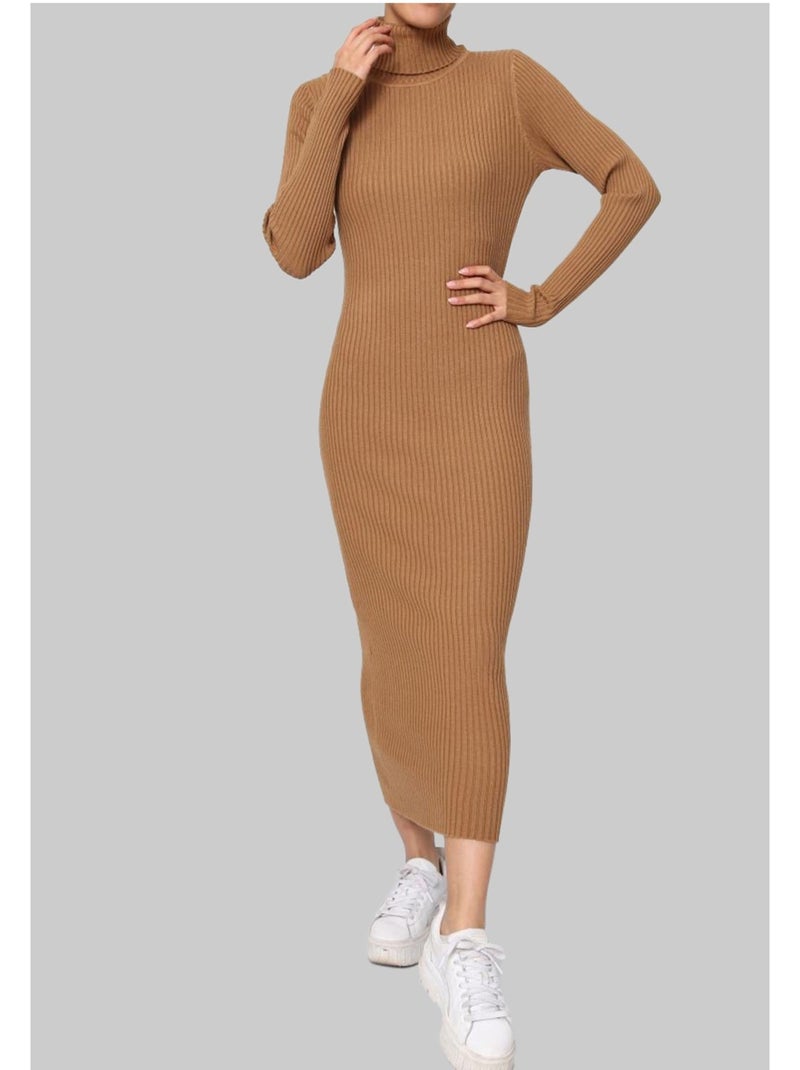 Vestido de cuello alto Kebello Marrón - Kiabi