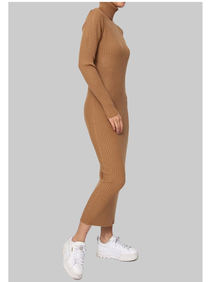 Vestido de cuello alto Kebello Marrón - Kiabi