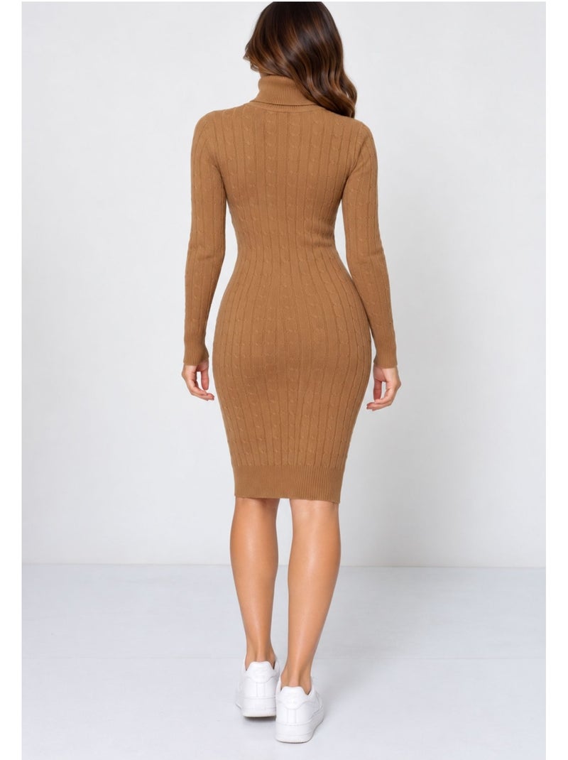 Vestido de cuello alto kebello Marrón - Kiabi