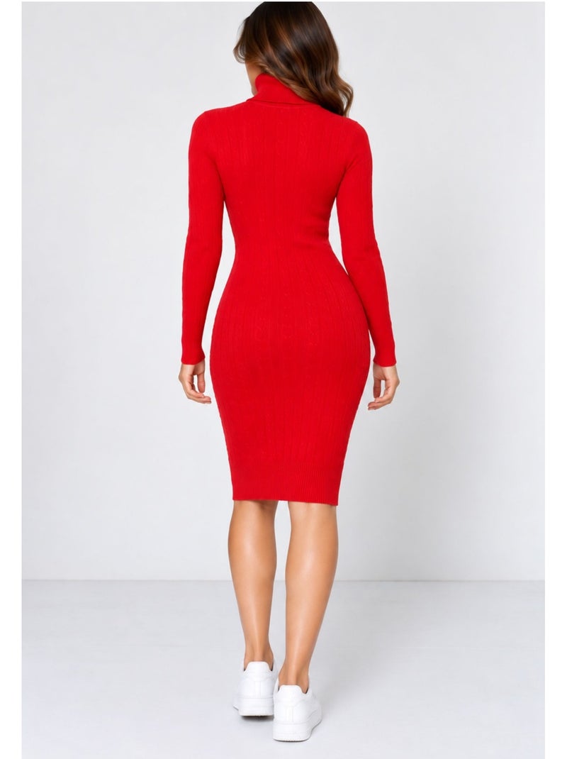 Vestido de cuello alto kebello Rojo - Kiabi