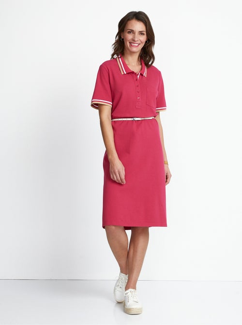 Vestido de cuello polo de punto piqué - Afibel - Kiabi