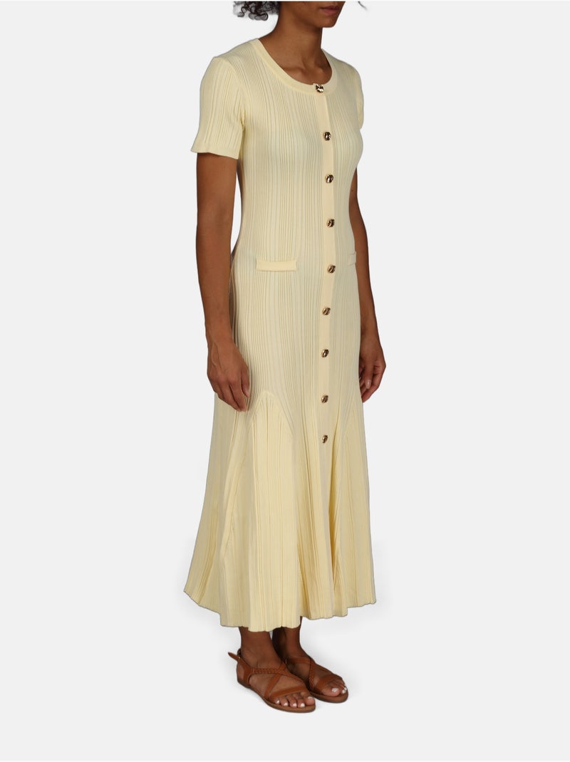 Vestido de cuello redondo Amarillo - Kiabi