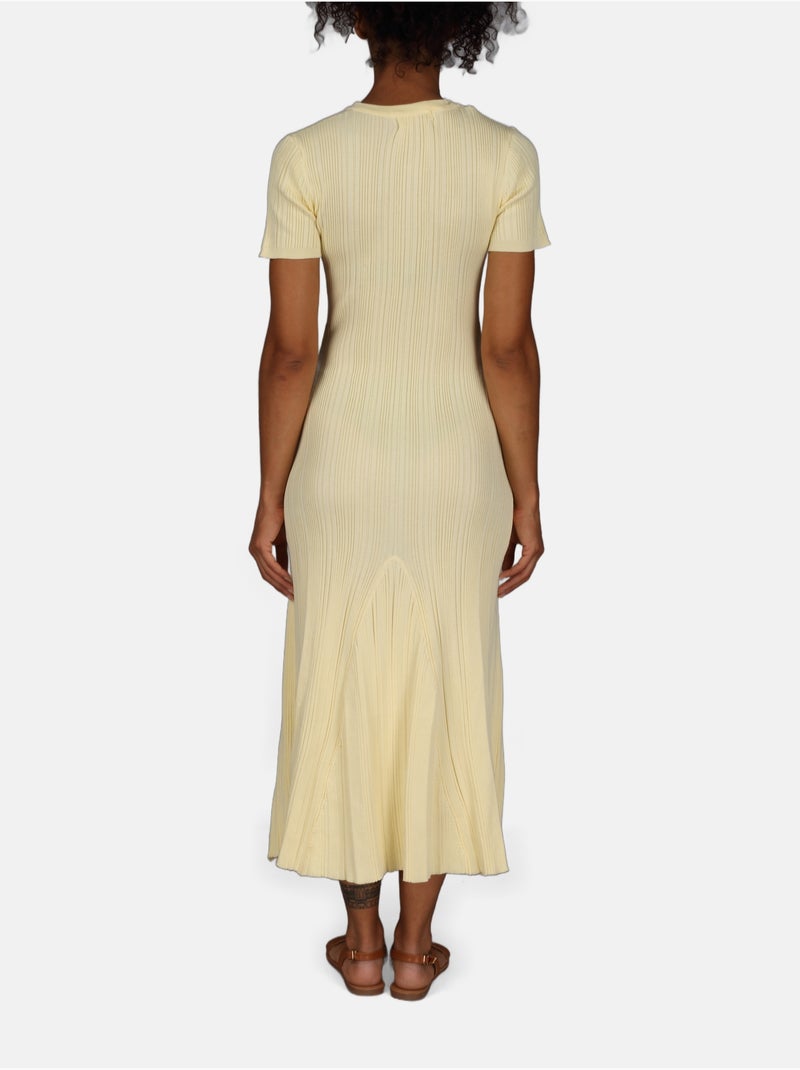 Vestido de cuello redondo Amarillo - Kiabi