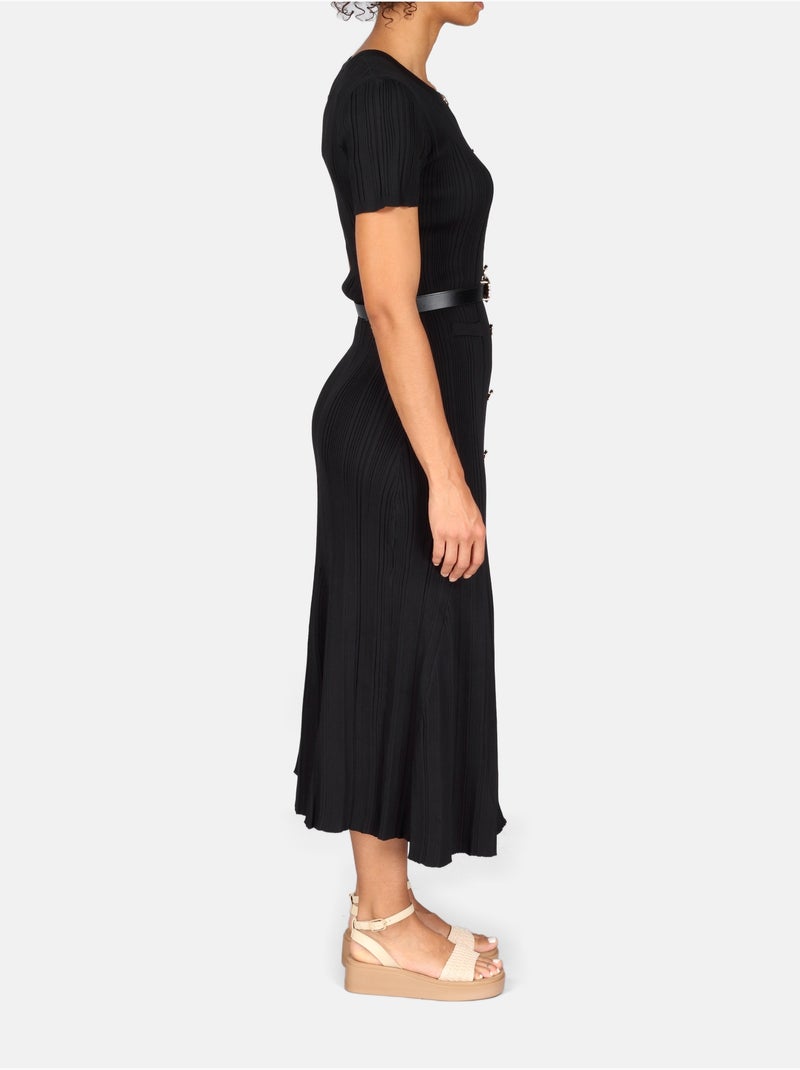 Vestido de cuello redondo Negro - Kiabi