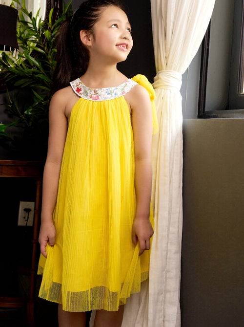 Vestido de dama de honor amarillo para niña | Cuello floral | ALIZEE - Kiabi