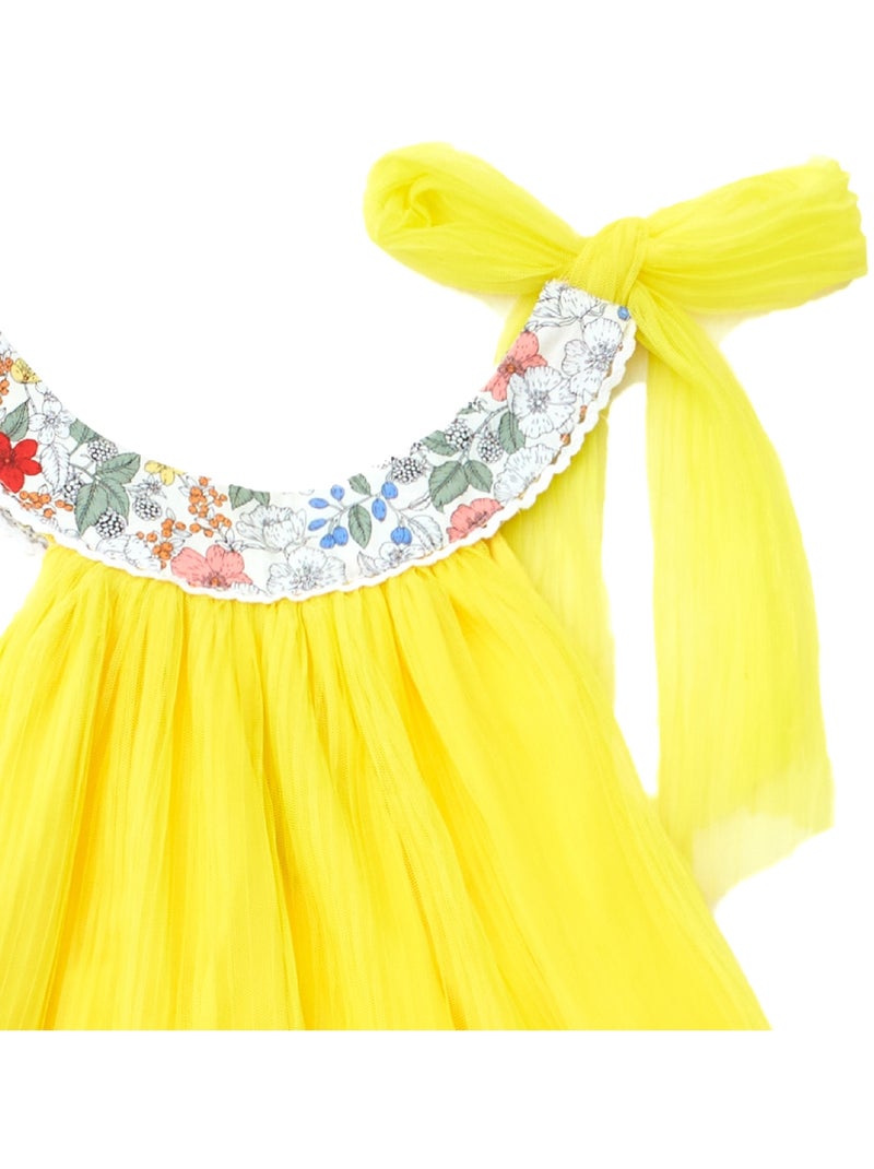 Vestido de dama de honor amarillo para niña | Cuello floral | ALIZEE Amarillo pollito - Kiabi