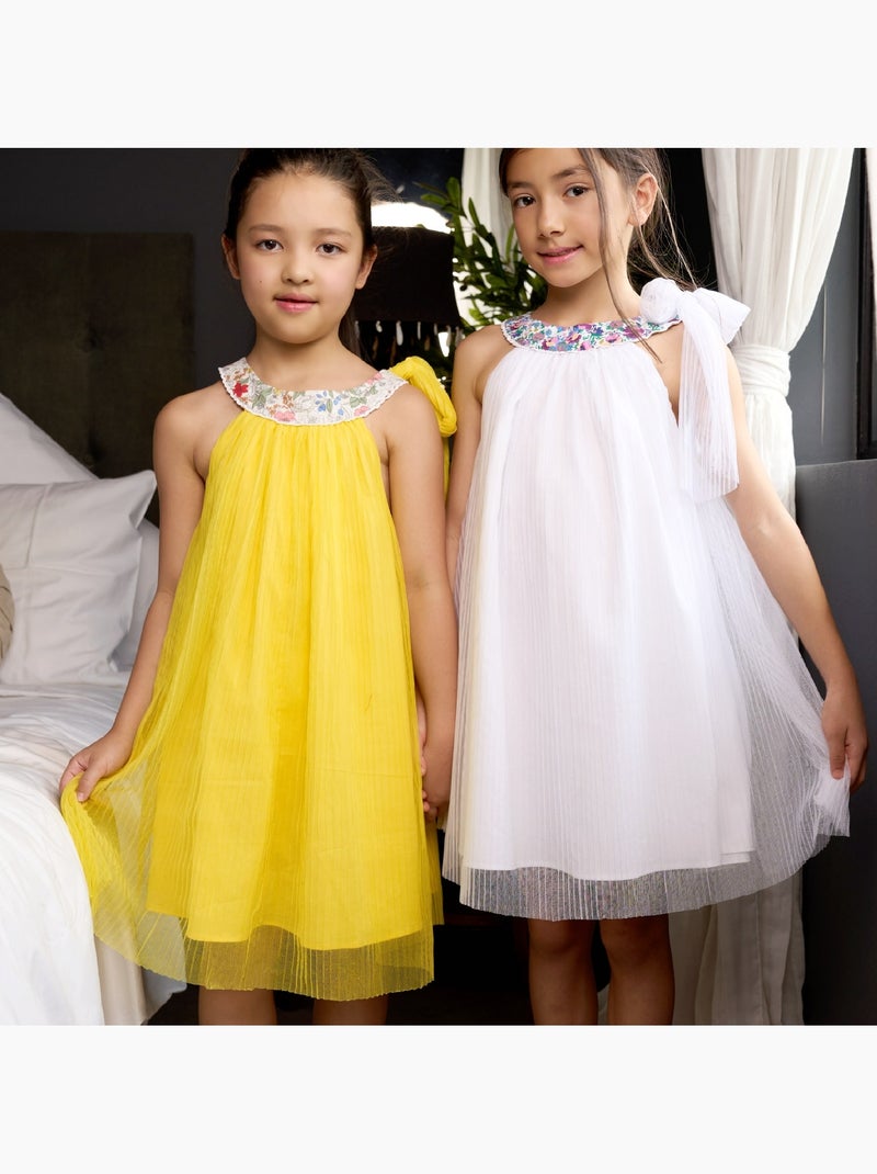 Vestido de dama de honor amarillo para niña | Cuello floral | ALIZEE Amarillo pollito - Kiabi