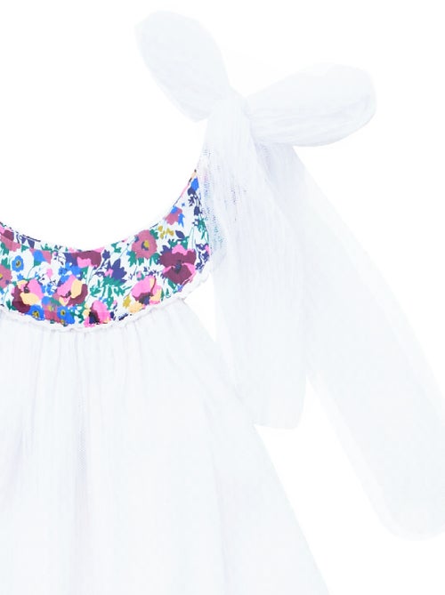 Vestido de dama de honor blanco para niña | Cuello floral violeta | ALIZEE - Kiabi