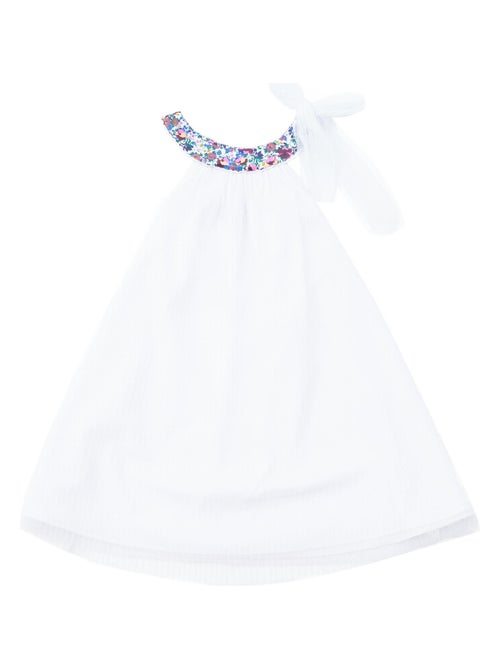 Vestido de dama de honor blanco para niña | Cuello floral violeta | ALIZEE - Kiabi