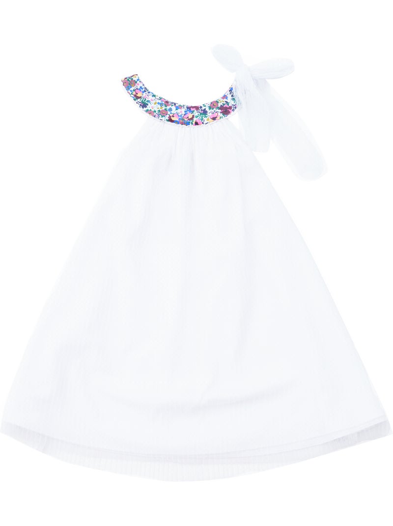 Vestido de dama de honor blanco para niña | Cuello floral violeta | ALIZEE Blanco Violeta - Kiabi