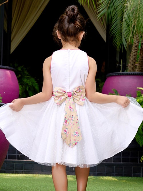 Vestido de dama de honor blanco para niña | Floral rosa y beige | HEPBURN - Kiabi
