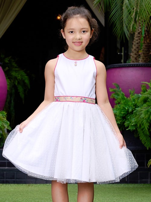 Vestido de dama de honor blanco para niña | Floral rosa y beige | HEPBURN - Kiabi
