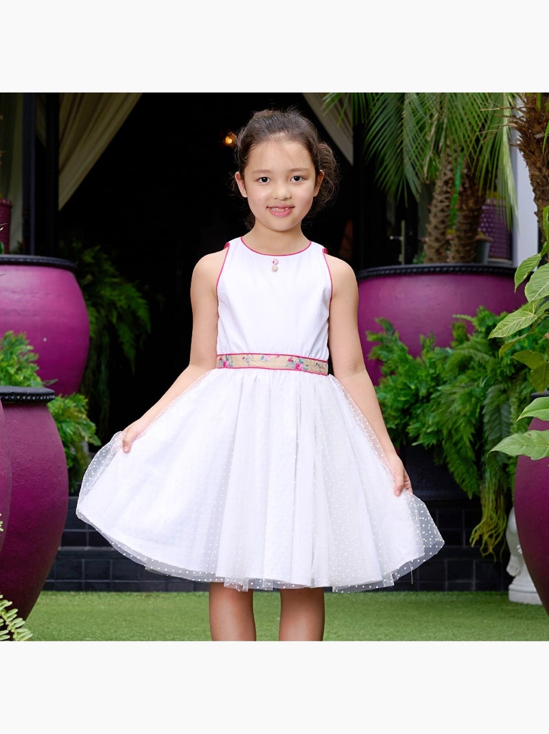 Vestido de dama de honor blanco para niña | Floral rosa y beige | HEPBURN Blanco Rosa - Kiabi