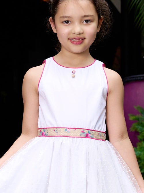 Vestido de dama de honor blanco para niña | Floral rosa y beige | HEPBURN - Kiabi