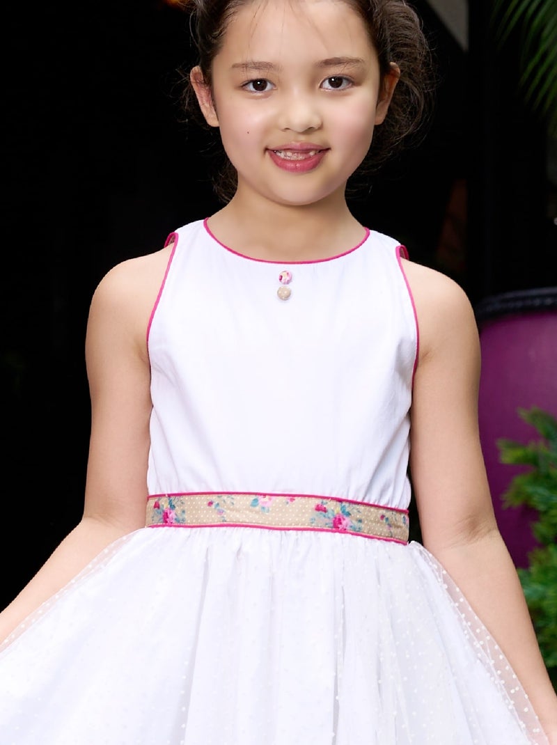 Vestido de dama de honor blanco para niña | Floral rosa y beige | HEPBURN Blanco Rosa - Kiabi
