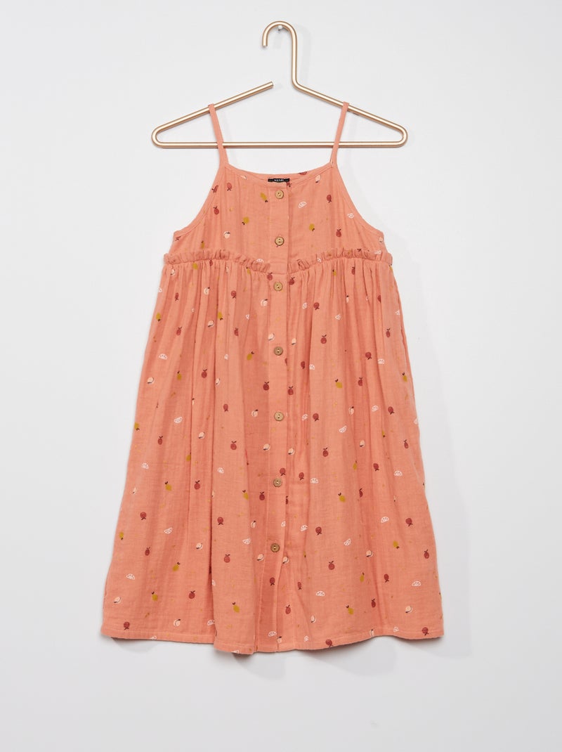 Vestido de doble gasa de algodón BLANCO - Kiabi
