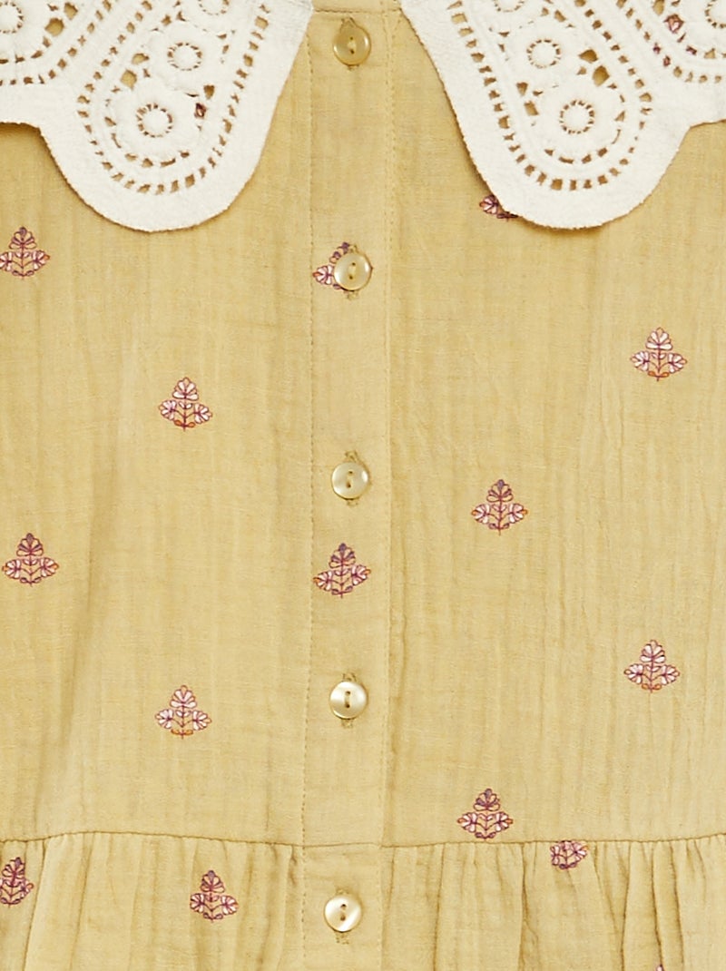 Vestido de doble gasa de algodón VERDE - Kiabi