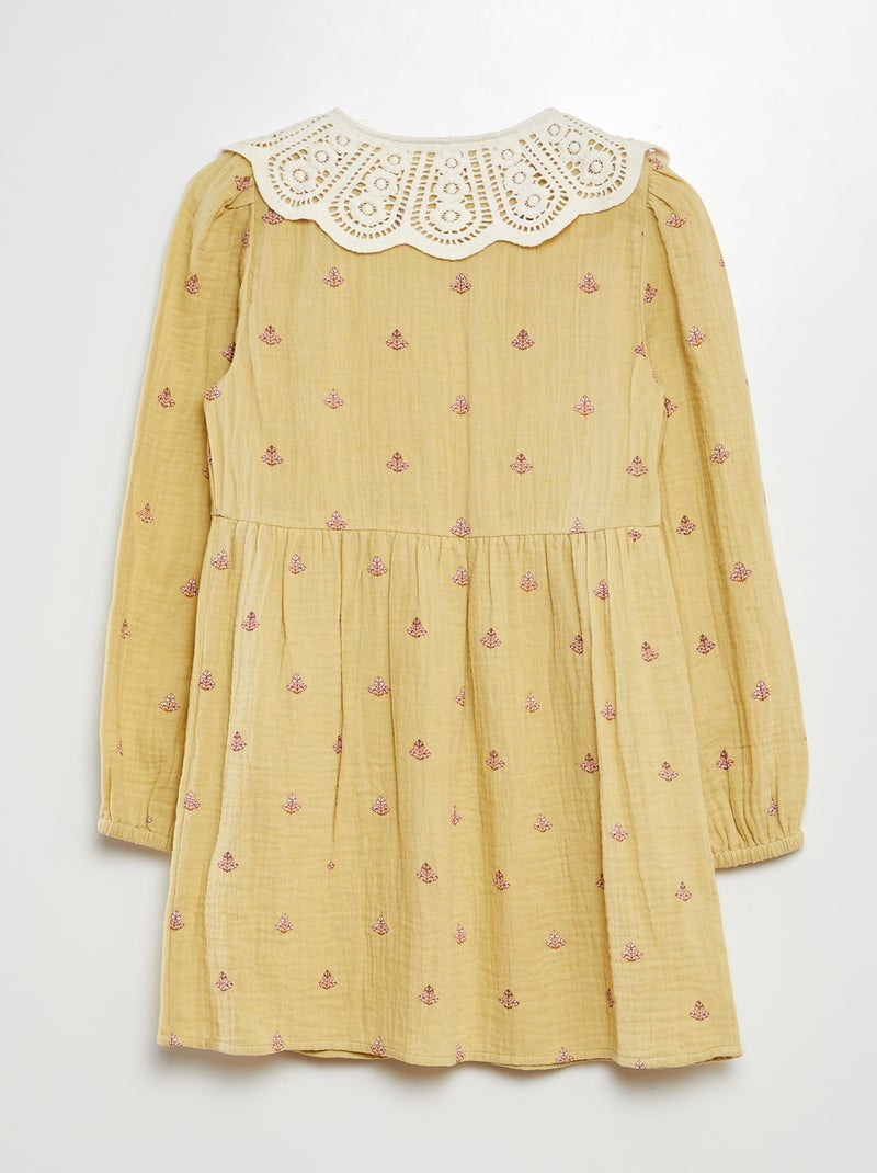 Vestido de doble gasa de algodón VERDE - Kiabi