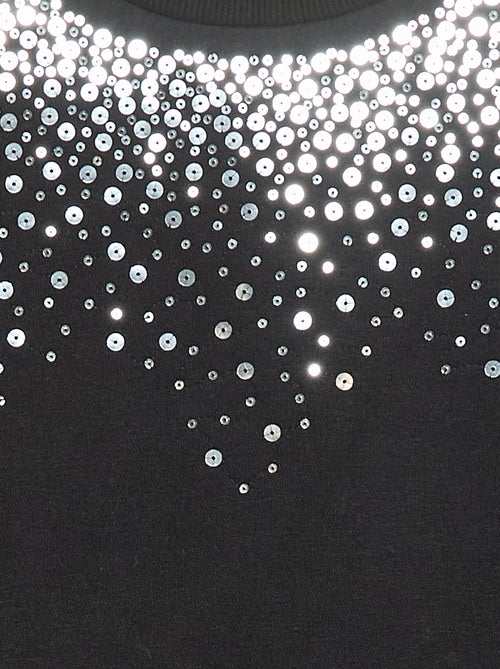 Vestido de felpa con adorno de lentejuelas brillantes - Kiabi