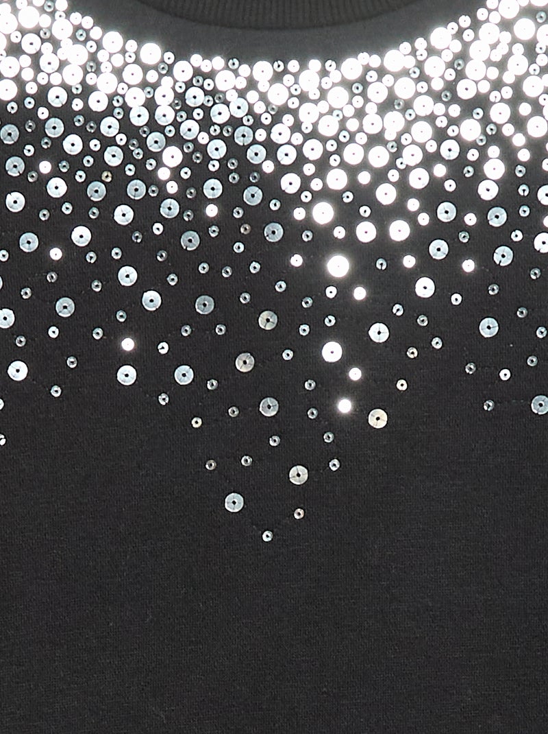 Vestido de felpa con adorno de lentejuelas brillantes Negro - Kiabi