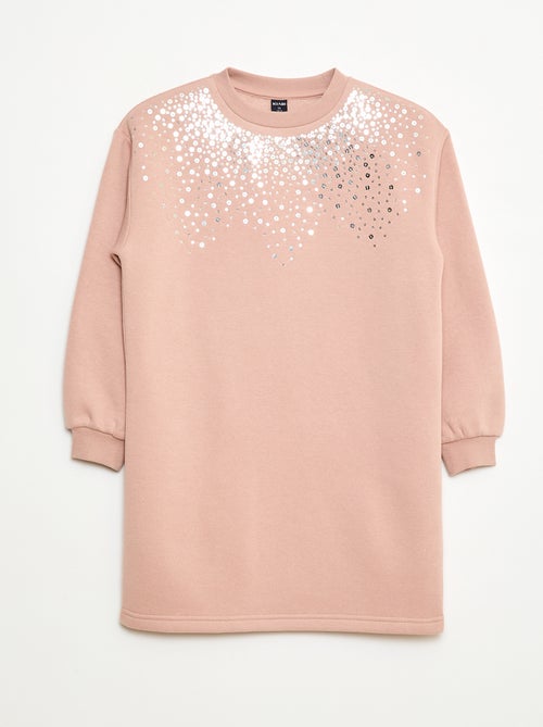 Vestido de felpa con adorno de lentejuelas brillantes - Kiabi