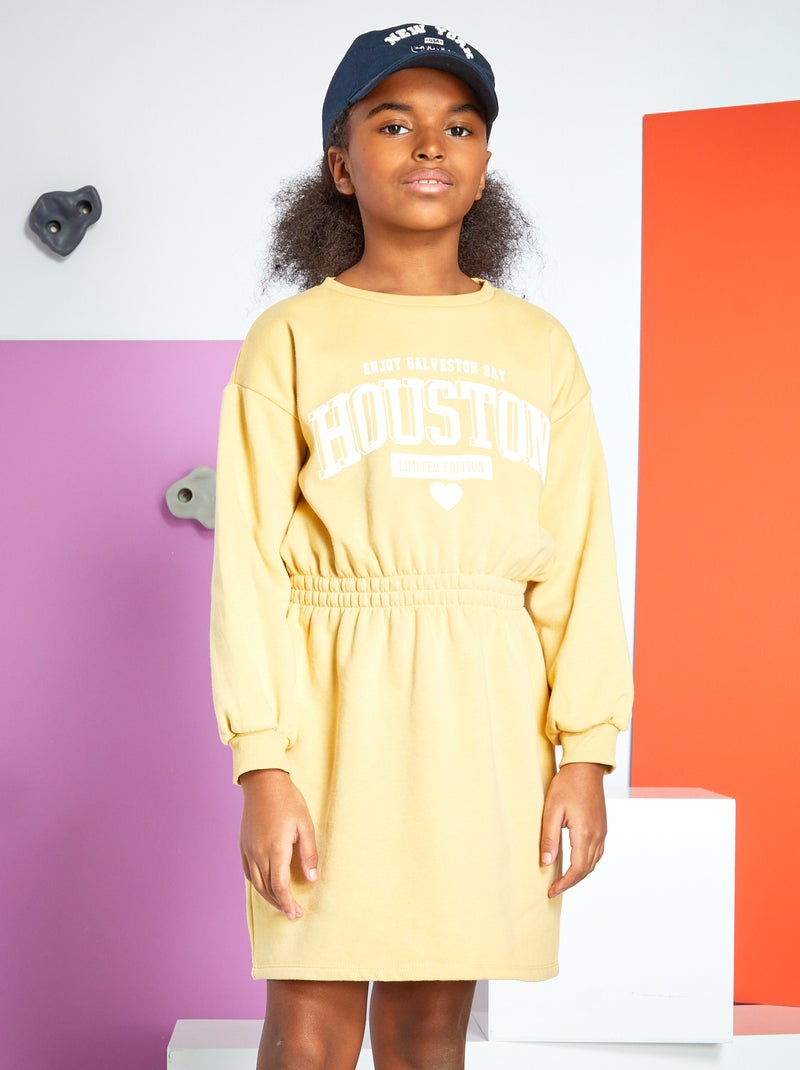 Vestido de felpa con cintura elástica AMARILLO - Kiabi