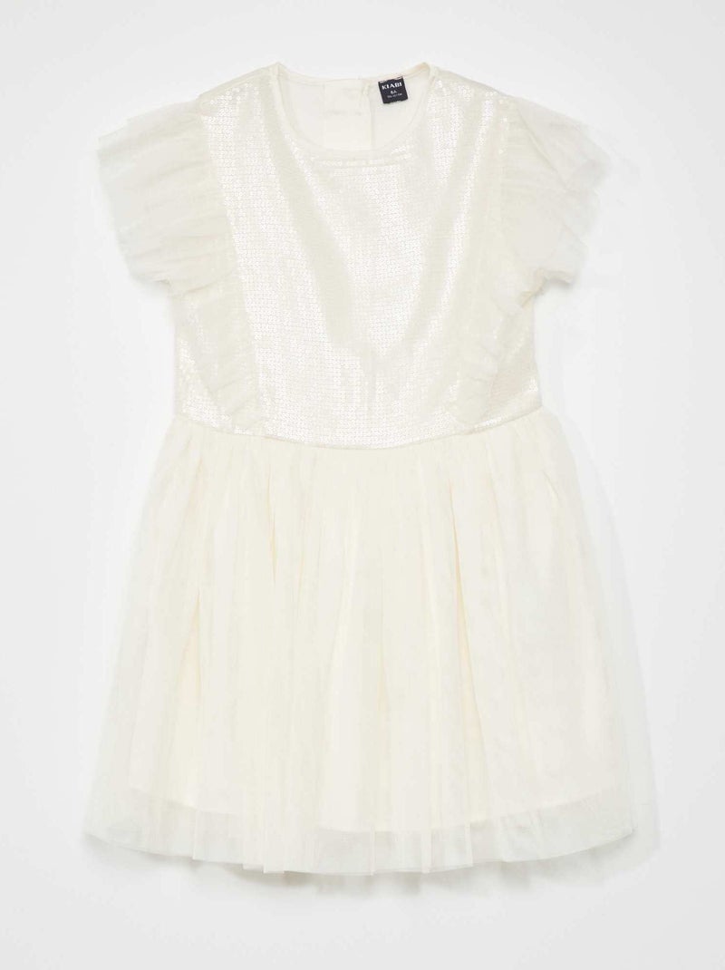 Vestido de fiesta midi con lentejuelas BLANCO - Kiabi