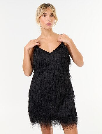 Vestido de flecos con tirantes finos