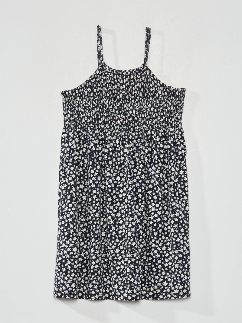 Vestido de flores con tirantes finos AZUL - Kiabi