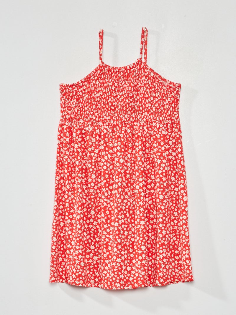 Vestido de flores con tirantes finos ROJO - Kiabi