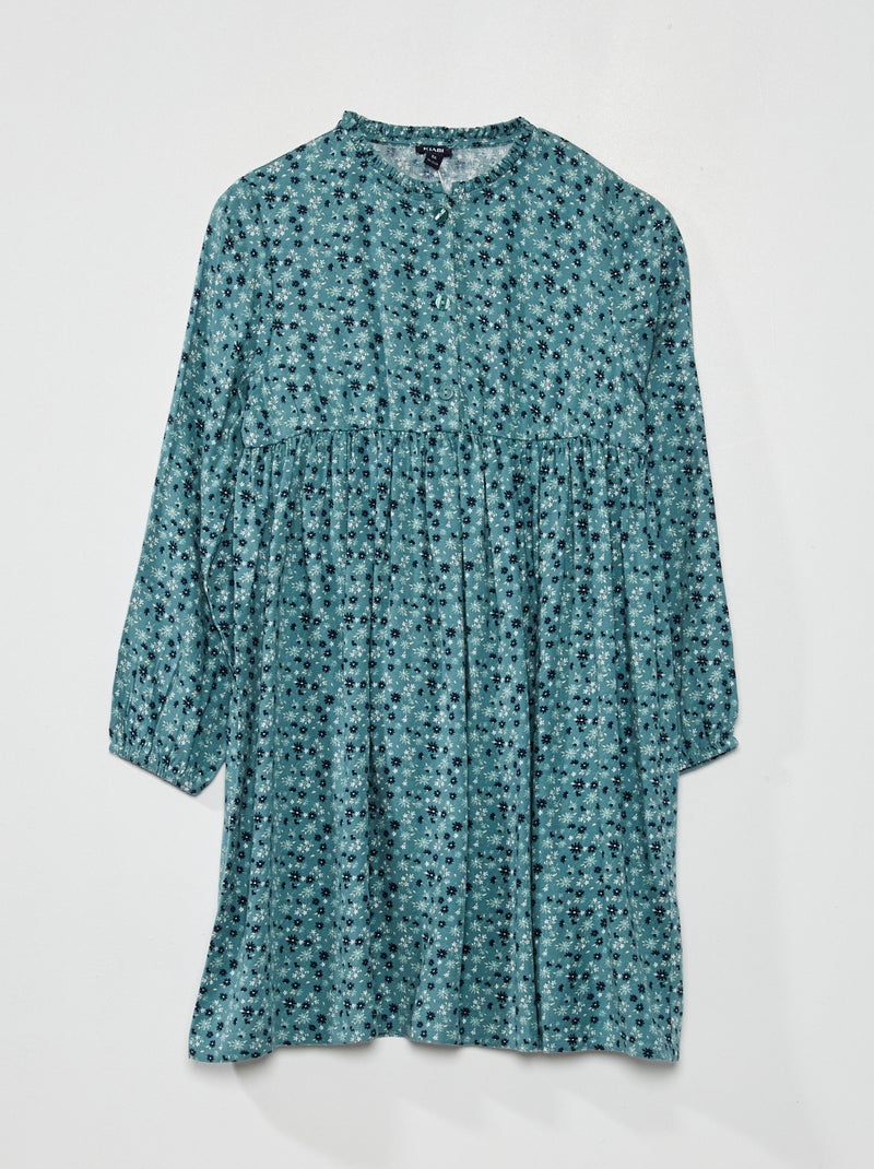Vestido de flores evasé AZUL - Kiabi