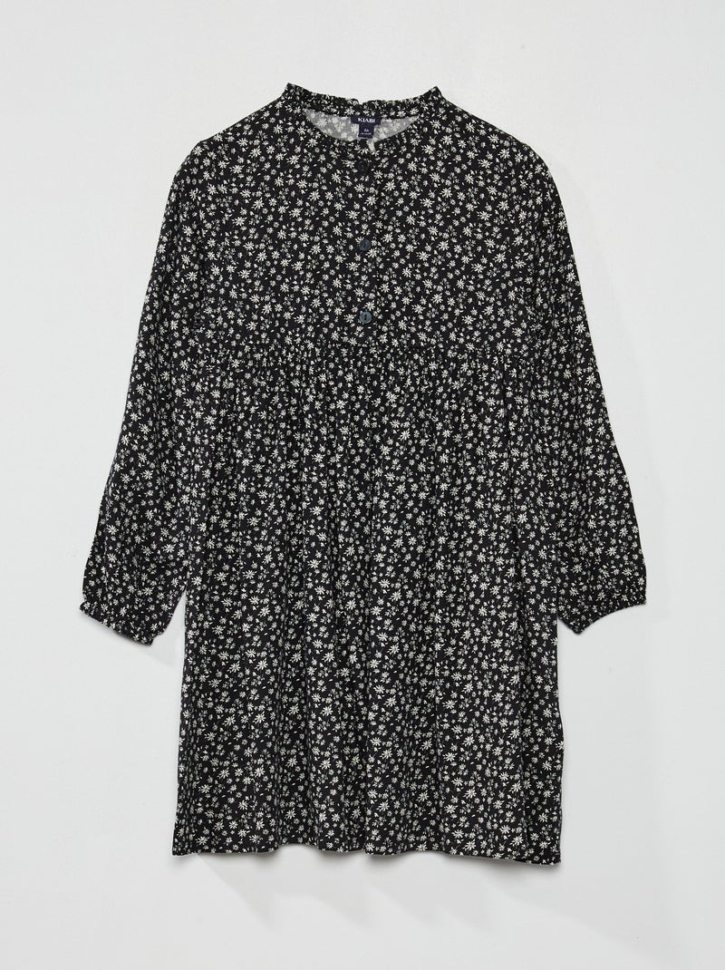 Vestido de flores evasé NEGRO - Kiabi