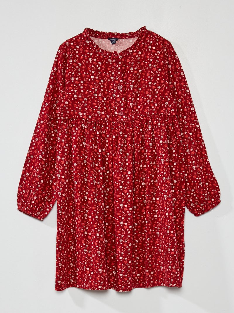 Vestido de flores evasé ROJO - Kiabi