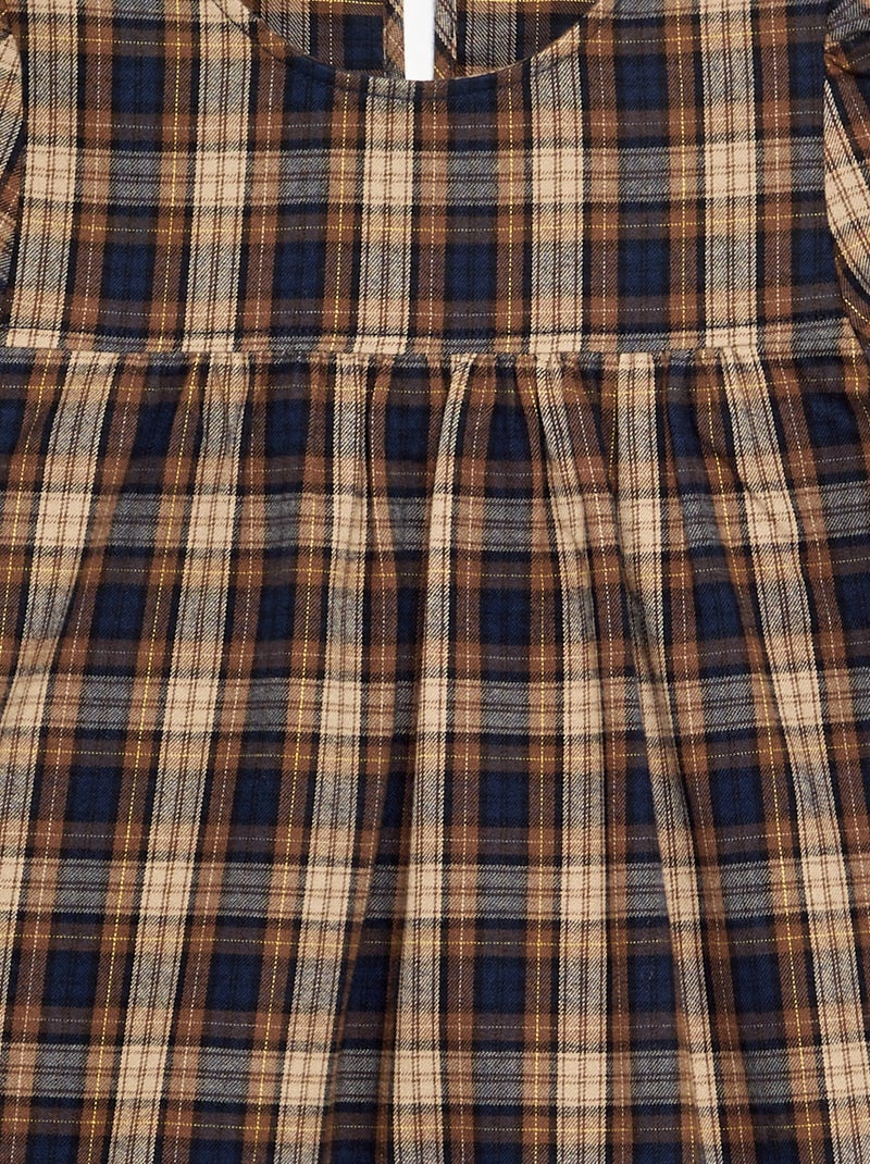 Vestido de franela de manga larga Marrón - Kiabi