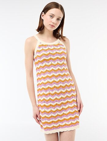 Vestido de ganchillo tricolor